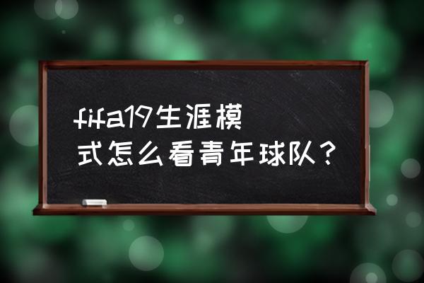 nba2k19经理模式怎么开启 fifa19生涯模式怎么看青年球队? nba2k19经理模式怎么开启 fifa19生涯模式怎么看青年球队?